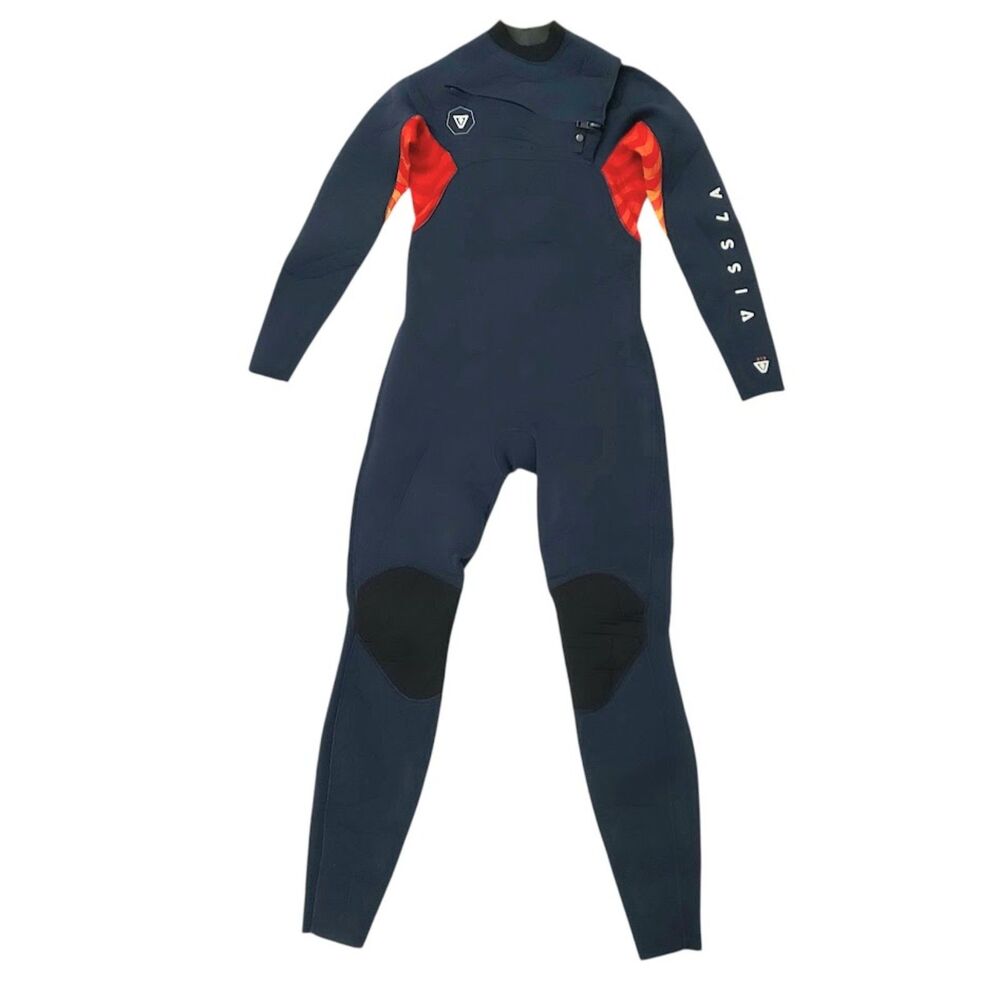 Vissla 7 Seas Full Wetsuit Youth 16 Navy Orange 3/2mm Chest Zip Neoprene Surf